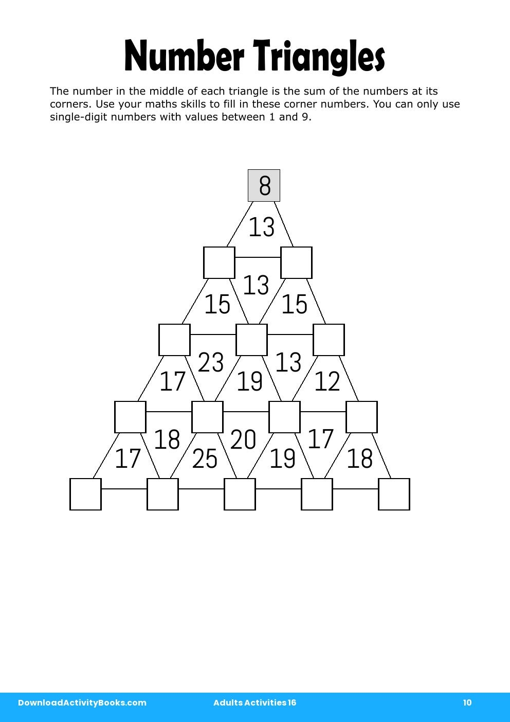 Number Triangles in Adults Activities 16