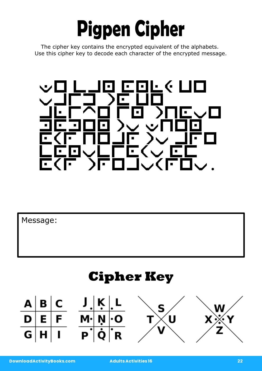 Pigpen Cipher in Adults Activities 16