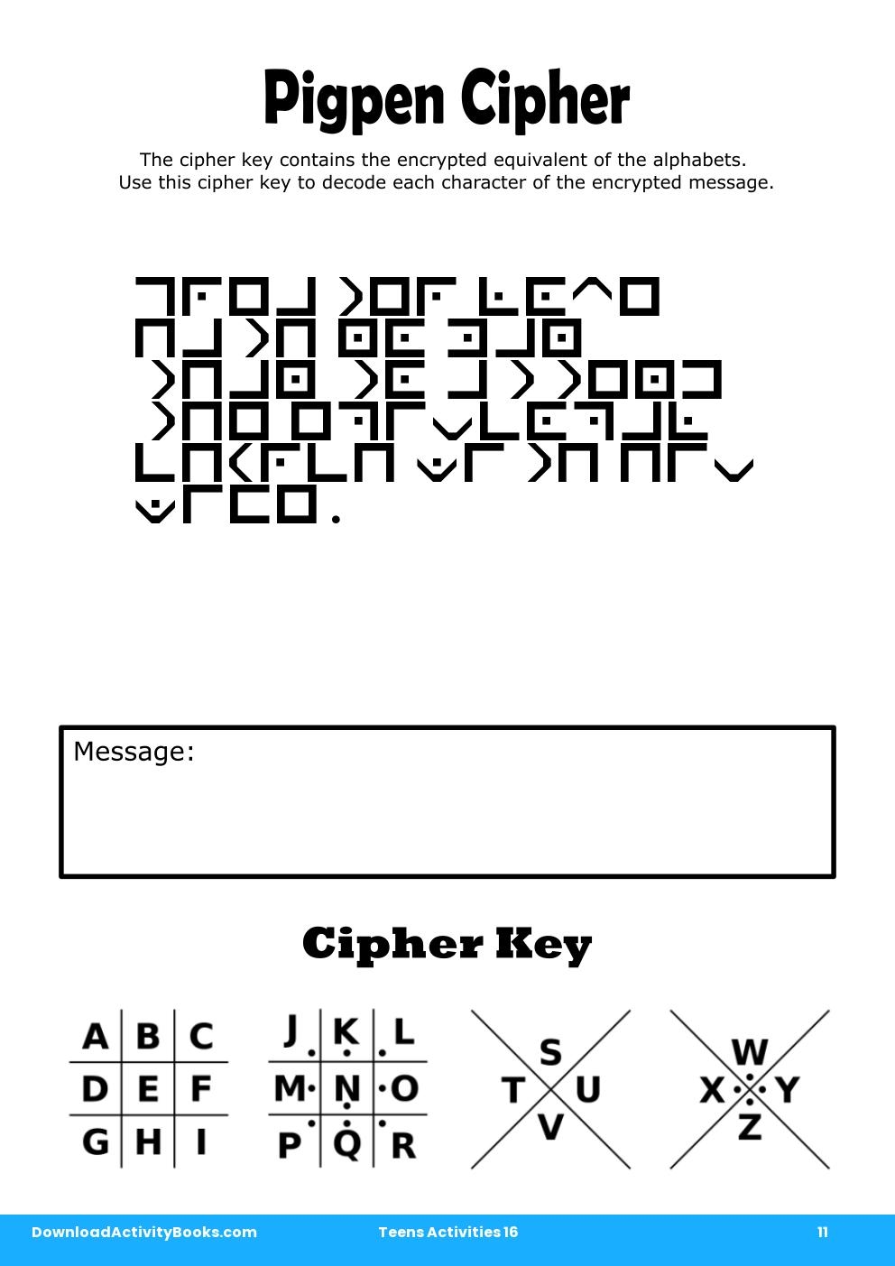Pigpen Cipher in Teens Activities 16