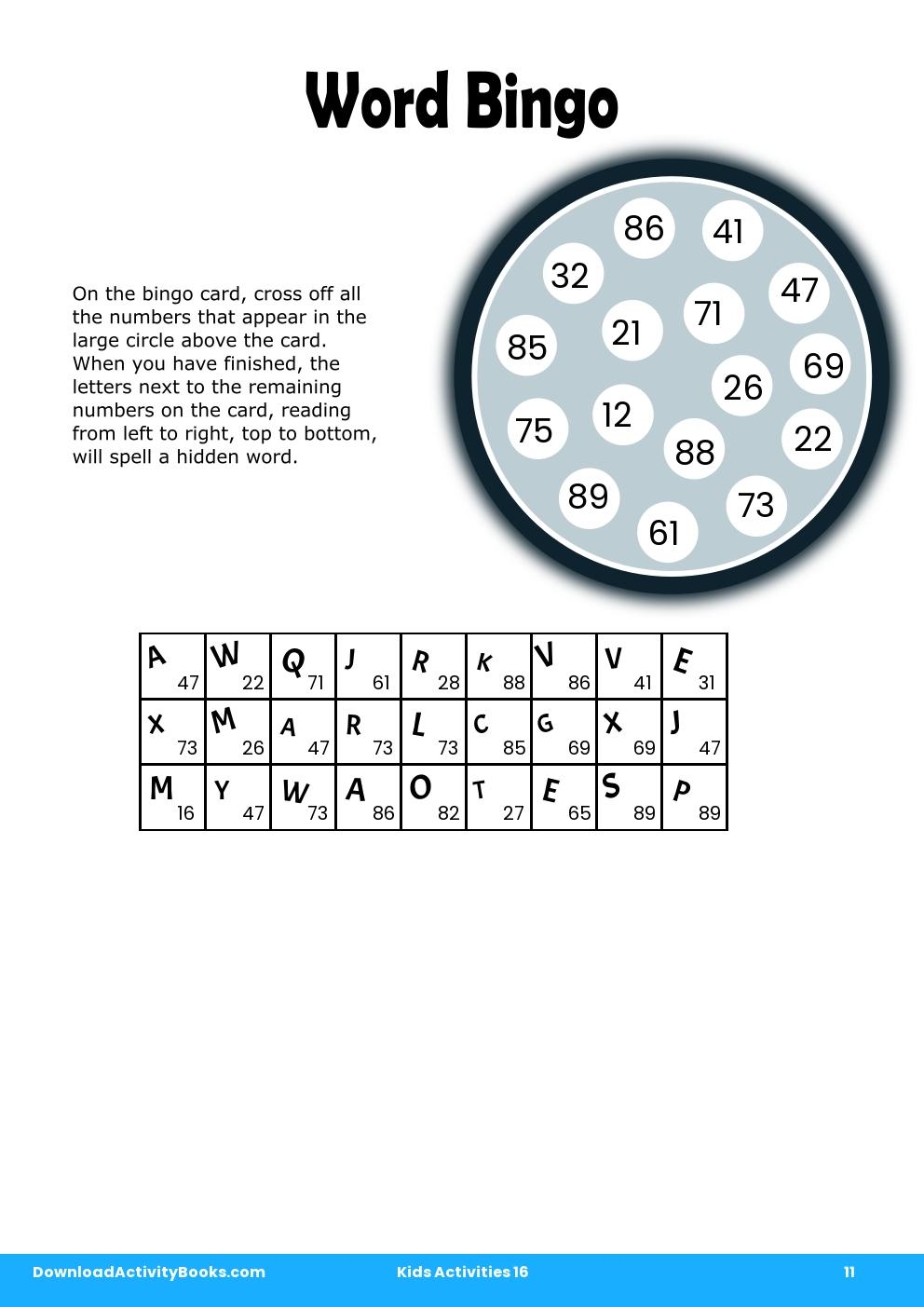 Word Bingo in Kids Activities 16