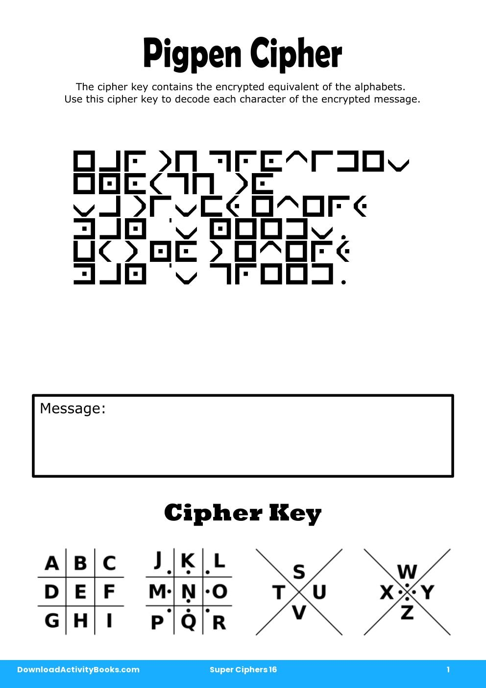 Pigpen Cipher in Super Ciphers 16