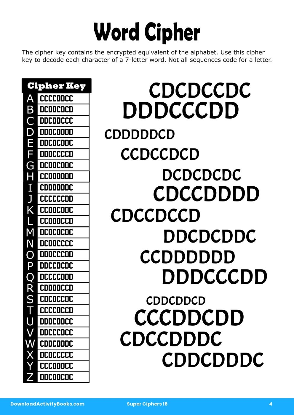 Word Cipher in Super Ciphers 16