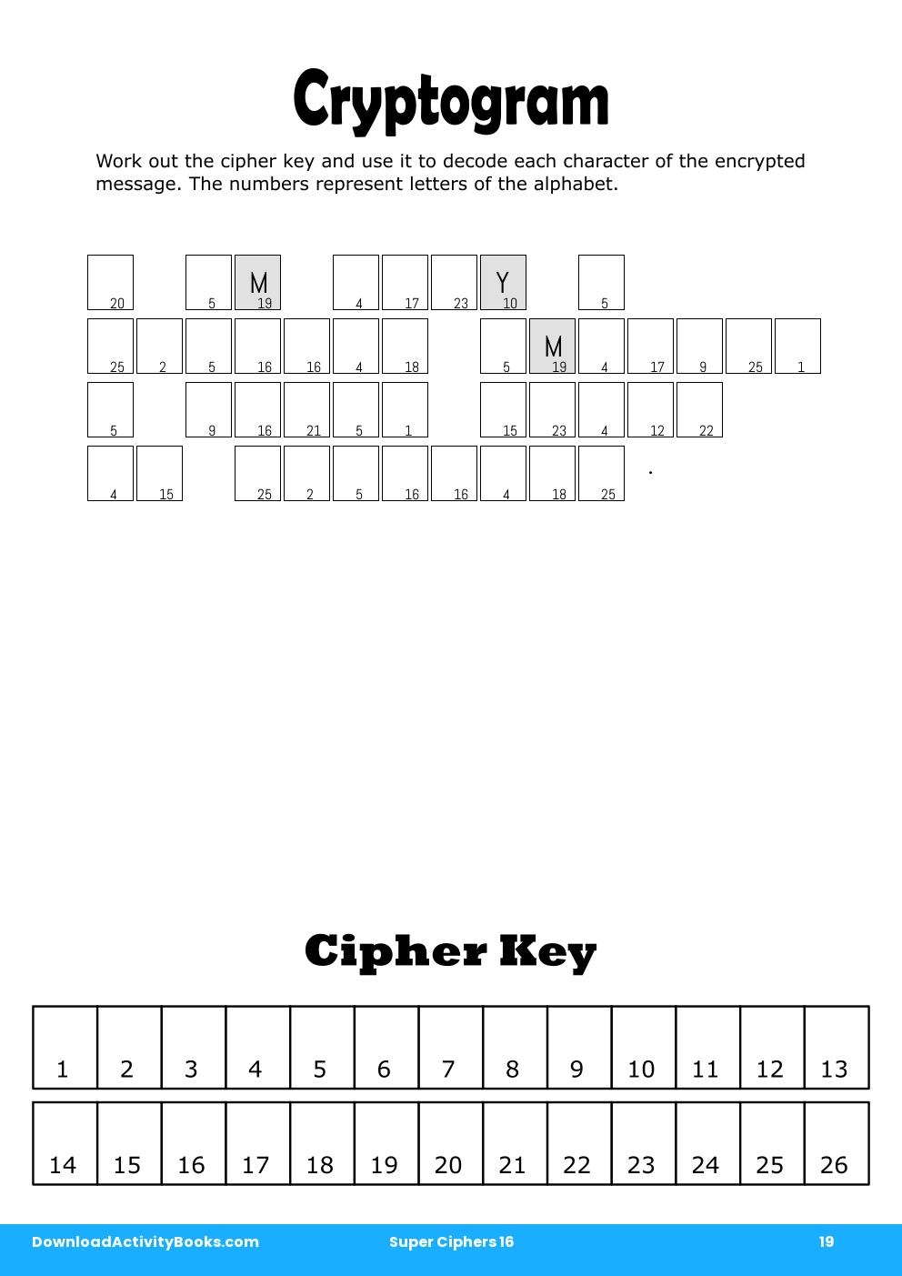 Cryptogram in Super Ciphers 16
