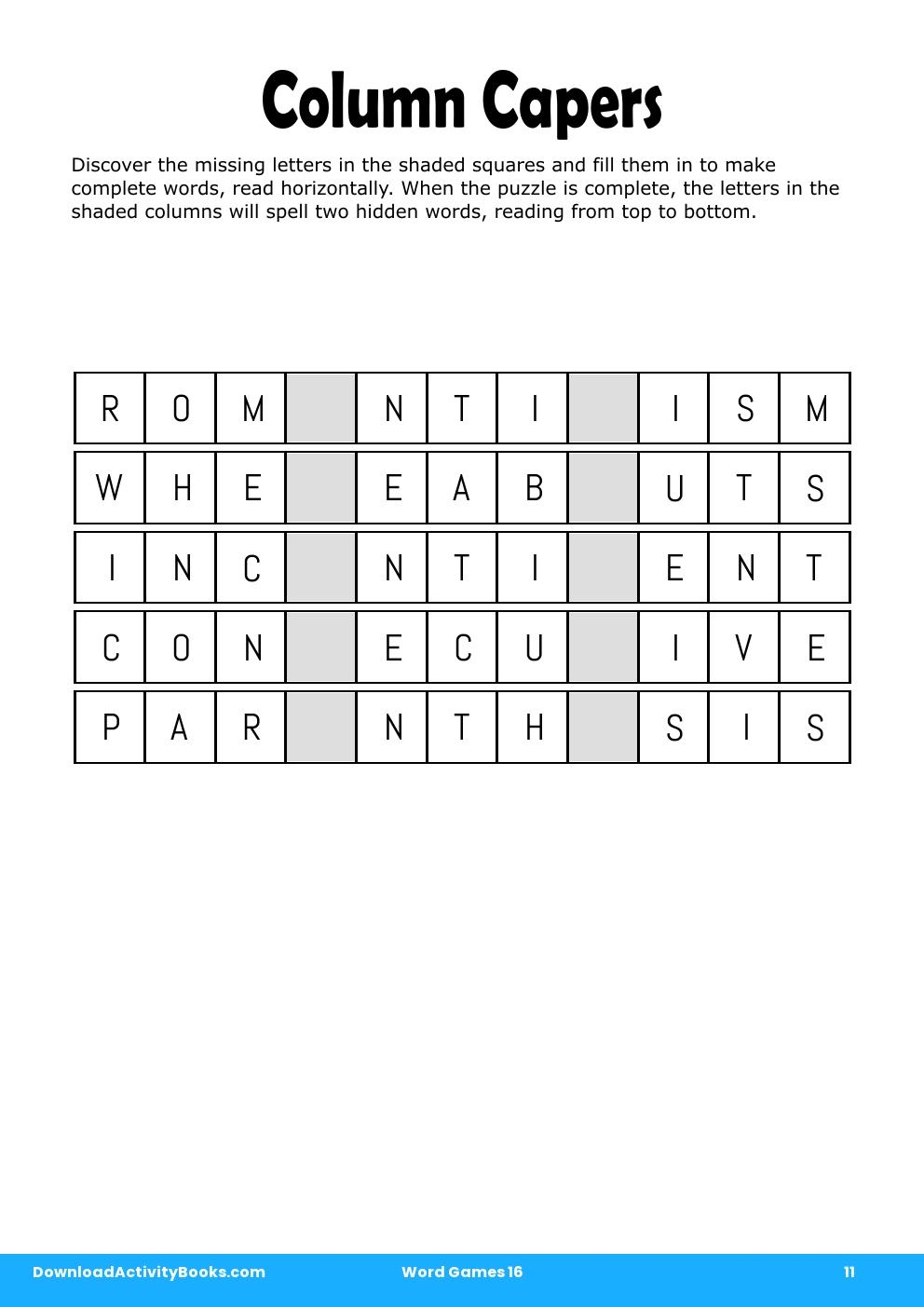 Column Capers in Word Games 16