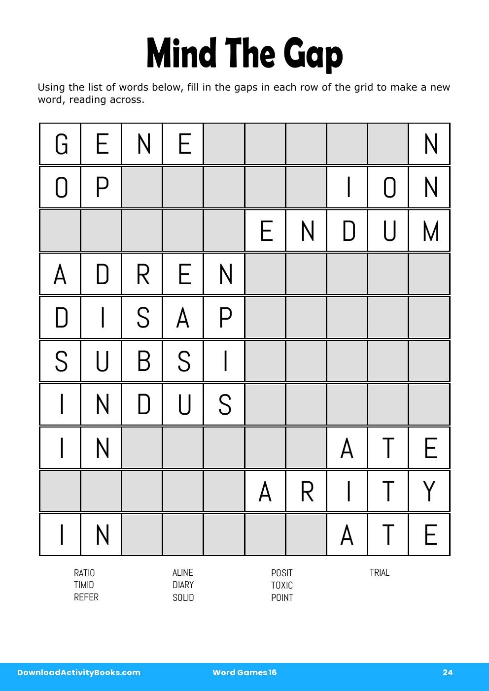 Mind The Gap in Word Games 16