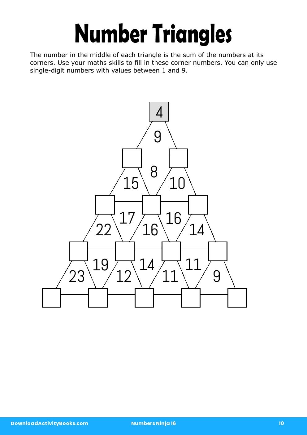 Number Triangles in Numbers Ninja 16