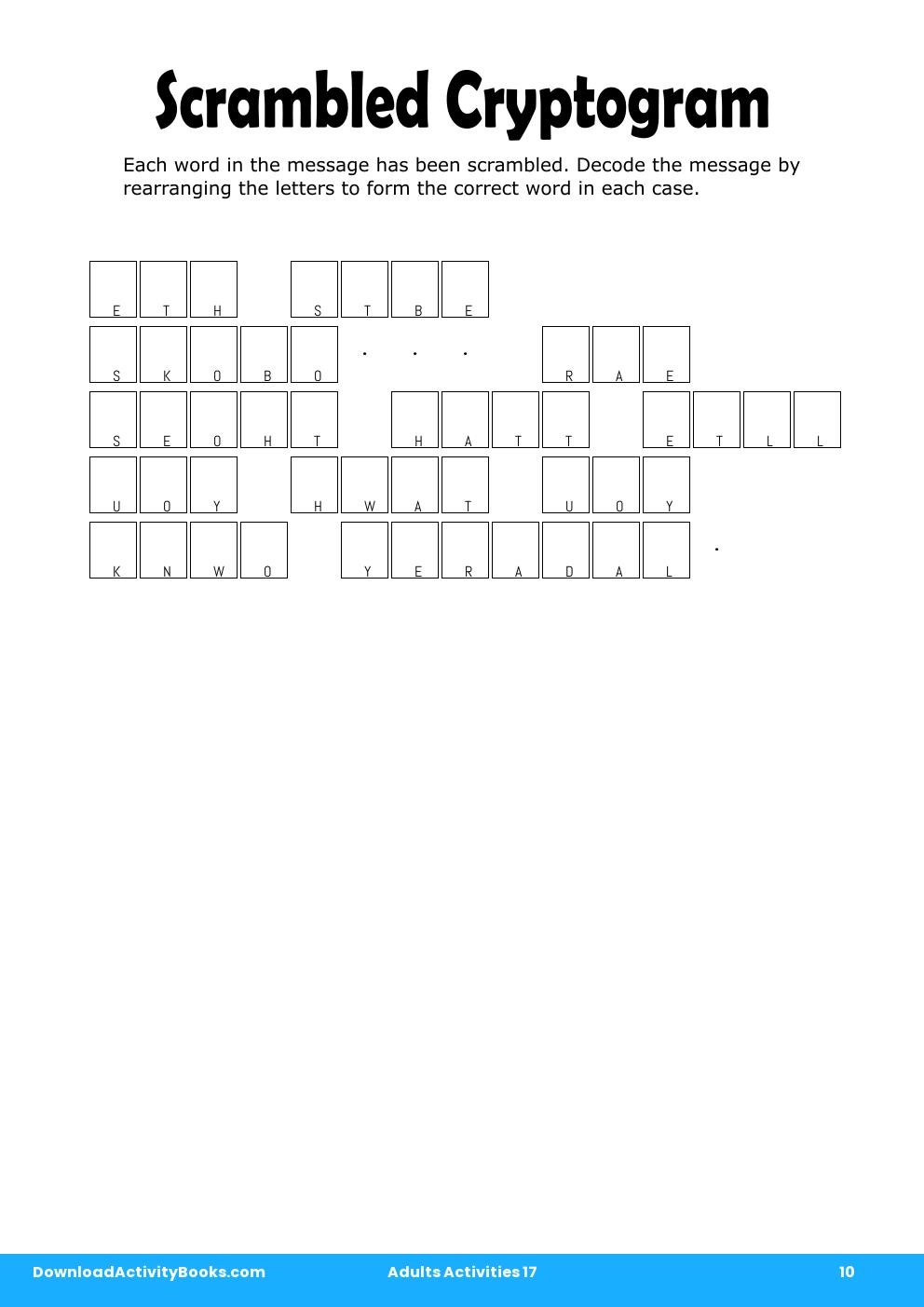 Scrambled Cryptogram in Adults Activities 17