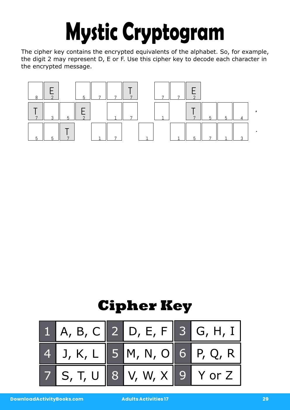 Mystic Cryptogram in Adults Activities 17
