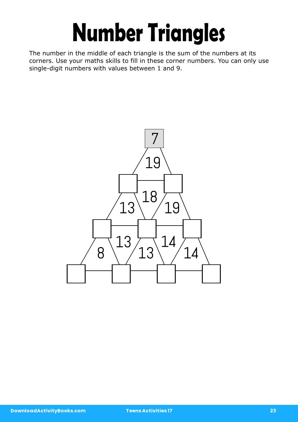 Number Triangles in Teens Activities 17