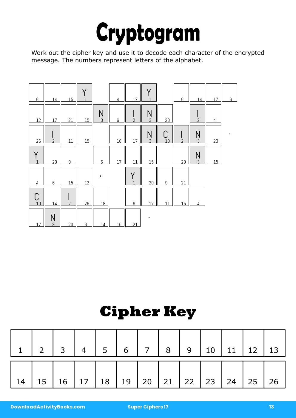 Cryptogram in Super Ciphers 17