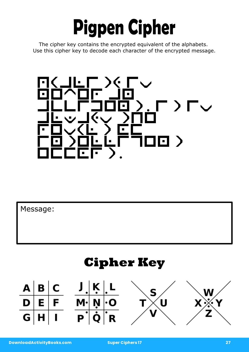 Pigpen Cipher in Super Ciphers 17