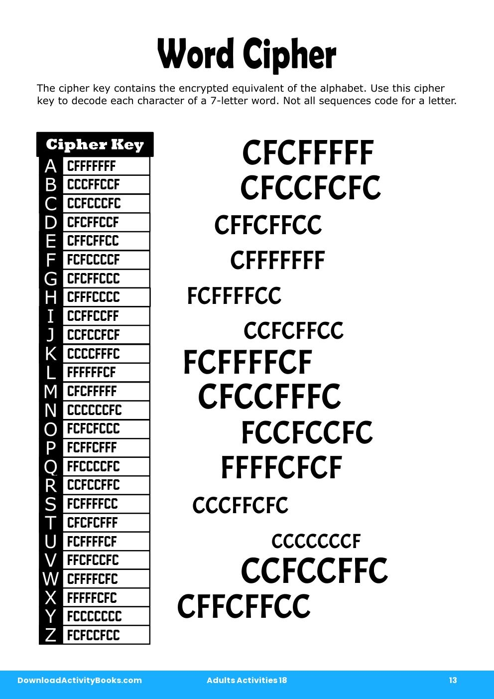 Word Cipher in Adults Activities 18