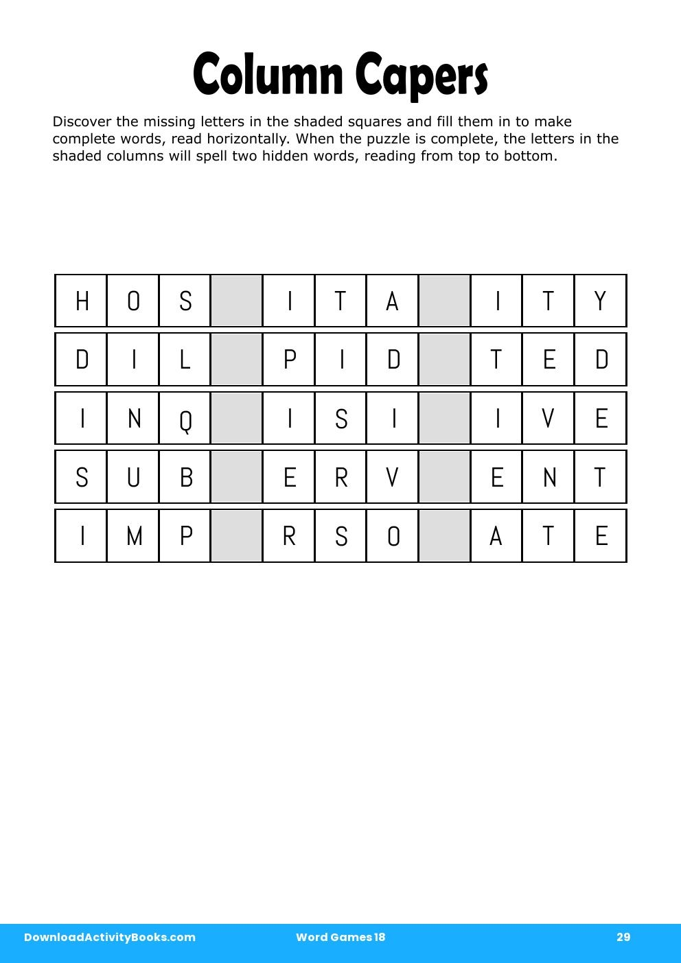 Column Capers in Word Games 18