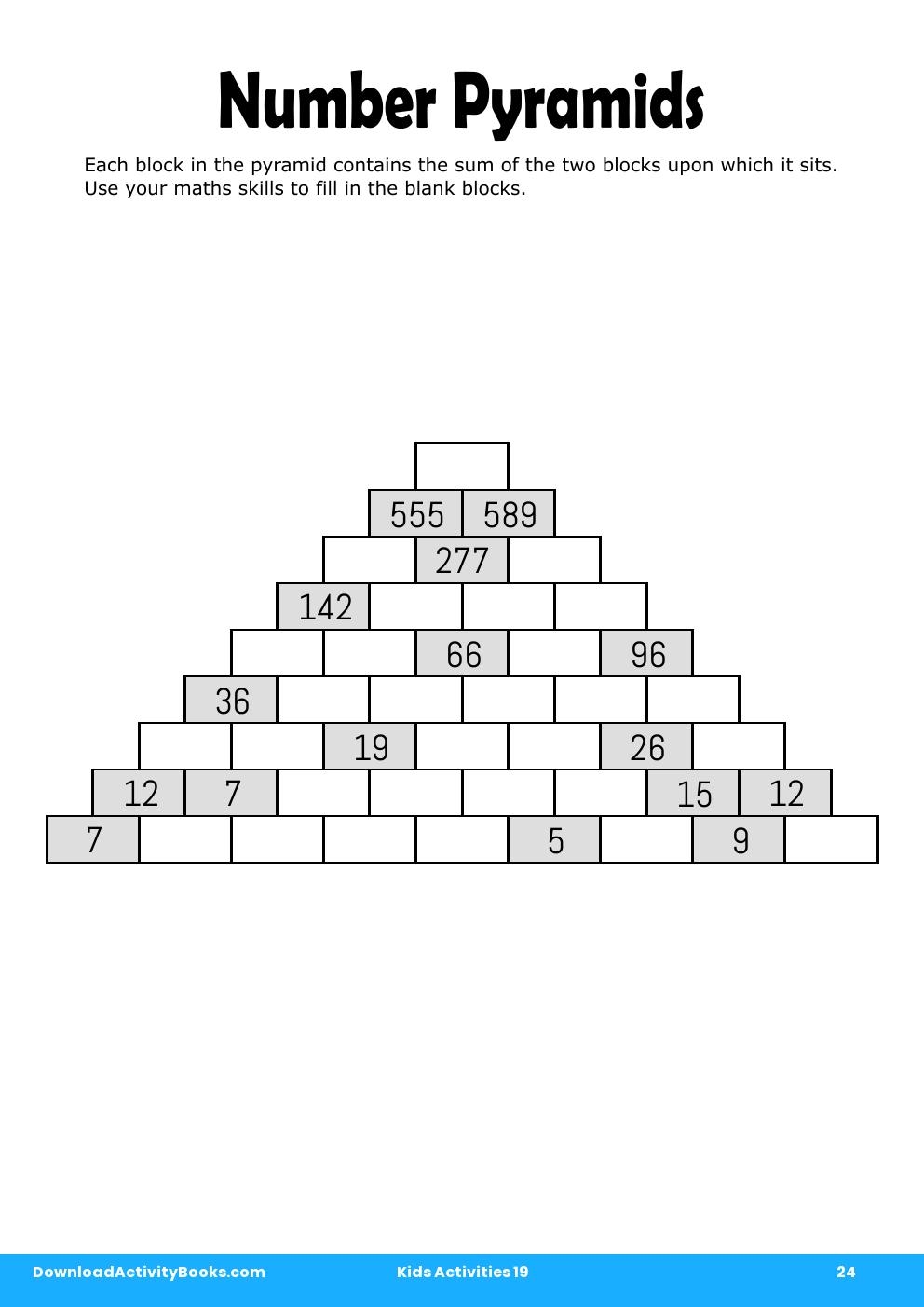 Number Pyramids in Kids Activities 19
