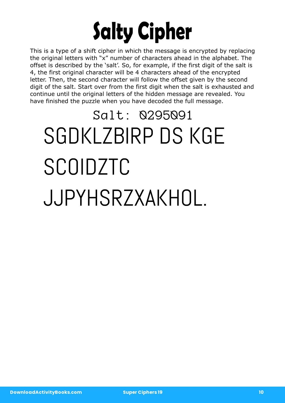 Salty Cipher in Super Ciphers 19