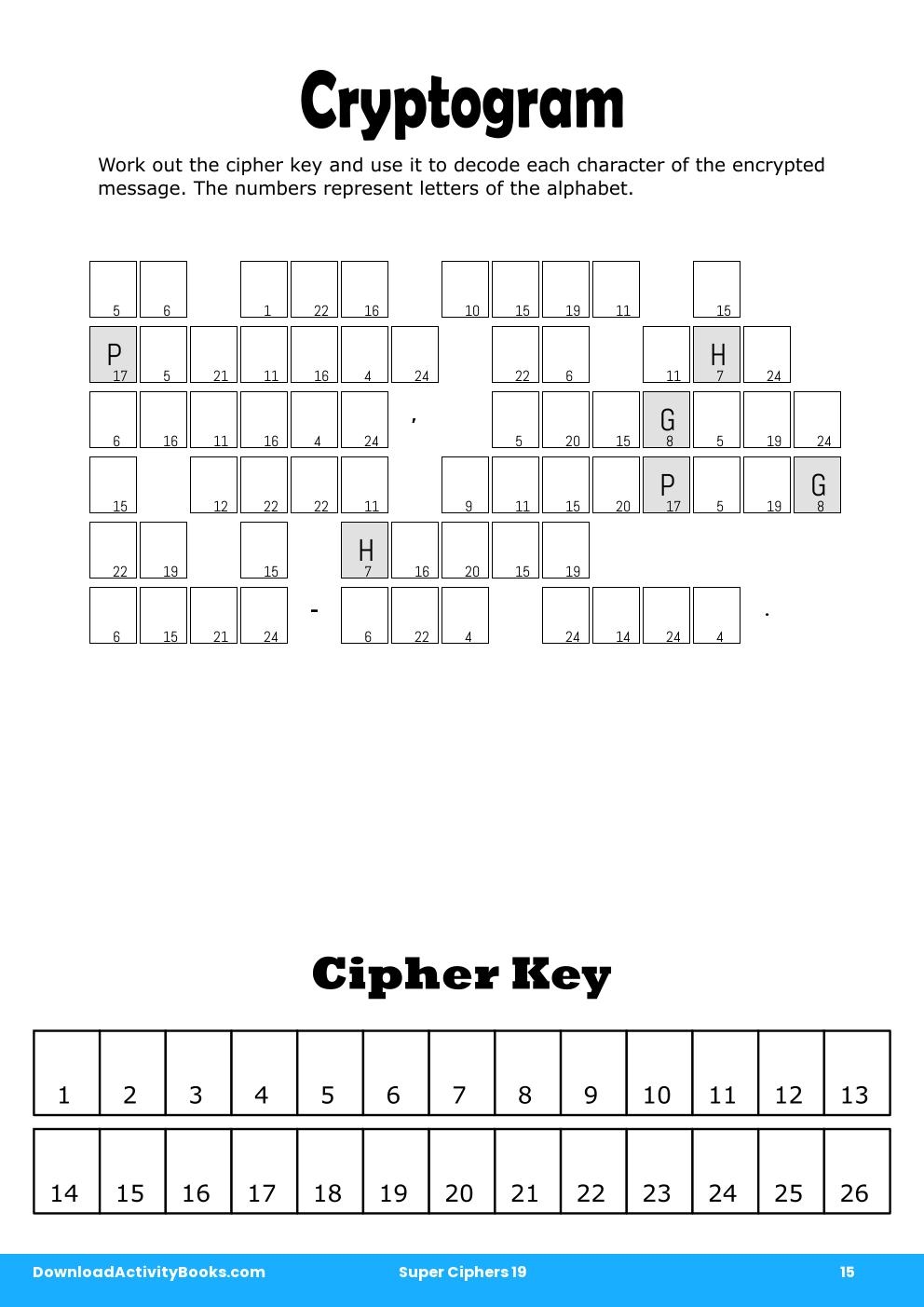Cryptogram in Super Ciphers 19