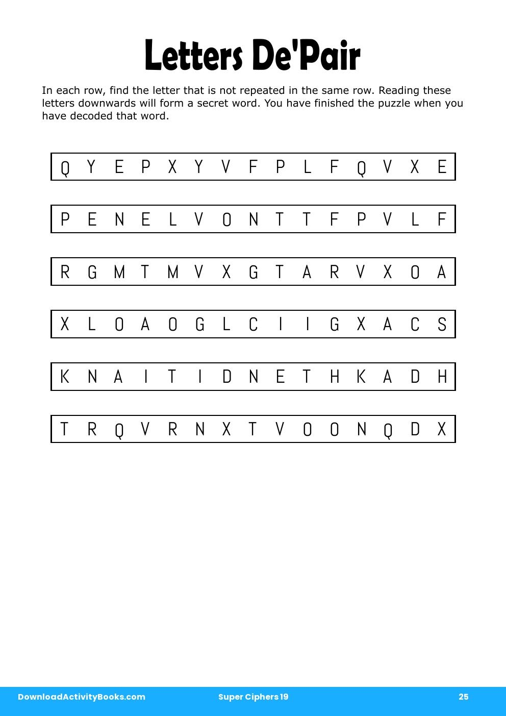 Letters De'Pair in Super Ciphers 19