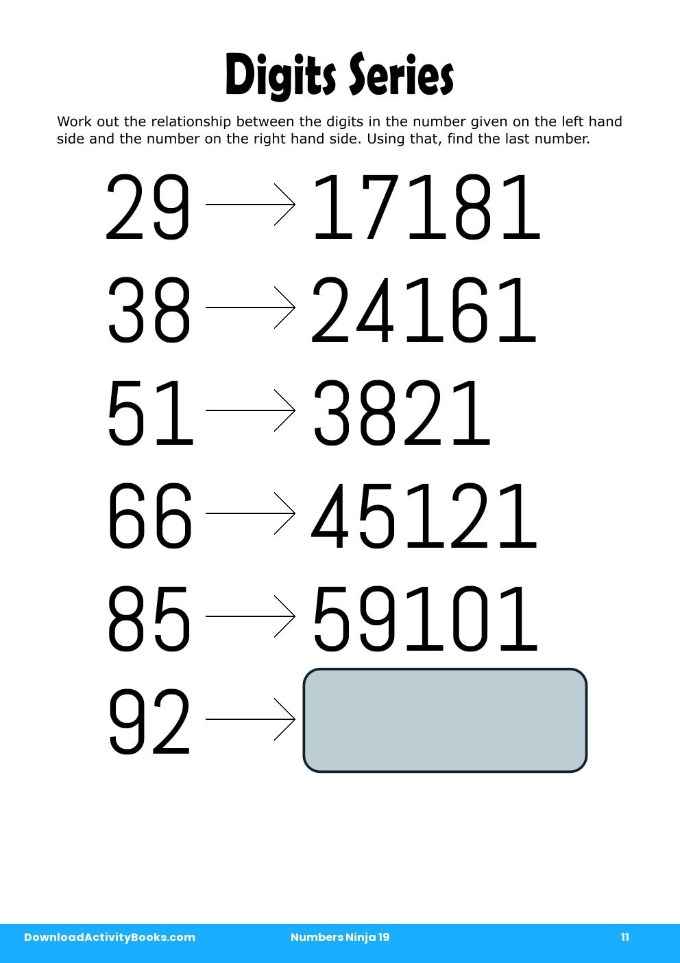 Digits Series in Numbers Ninja 19