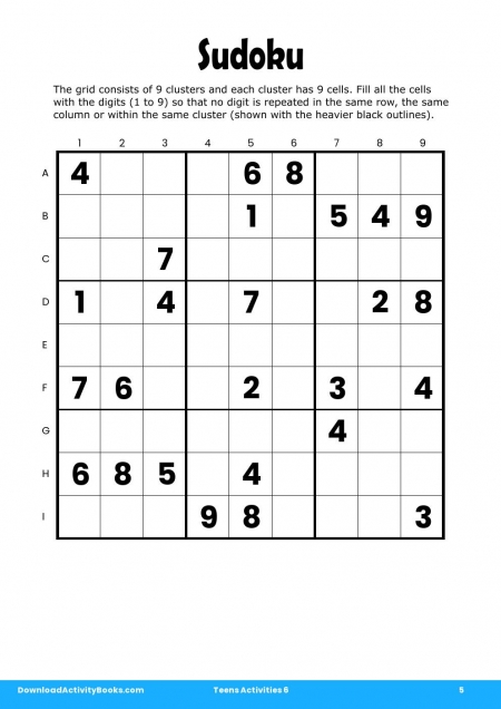 Sudoku in Teens Activities 6