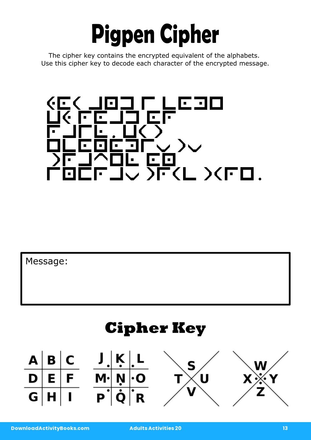 Pigpen Cipher in Adults Activities 20