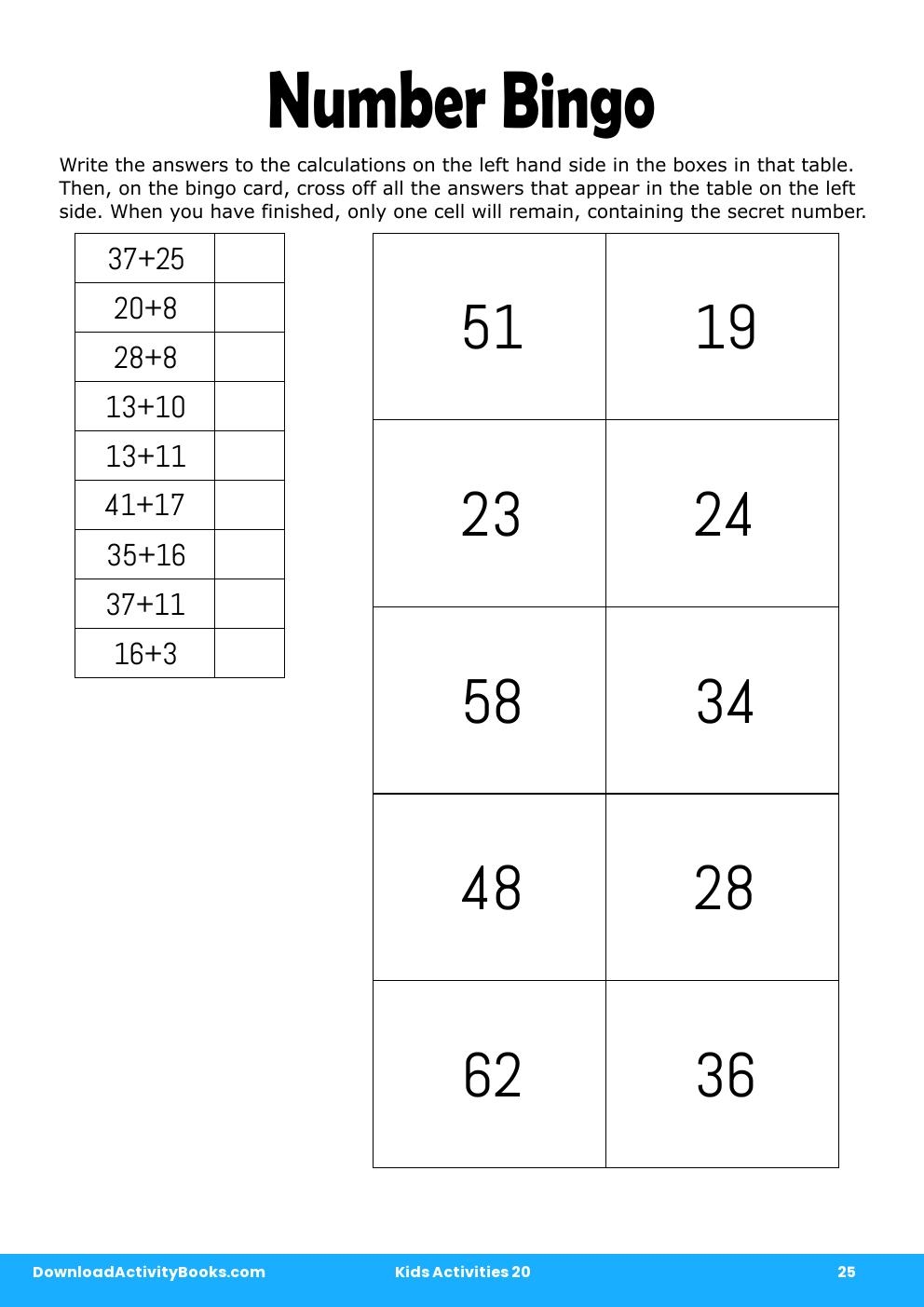 Number Bingo in Kids Activities 20