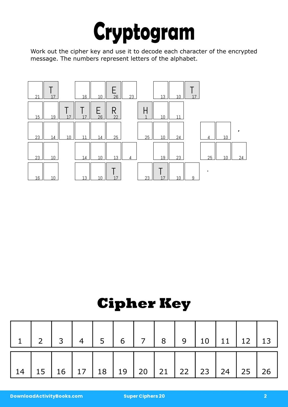 Cryptogram in Super Ciphers 20