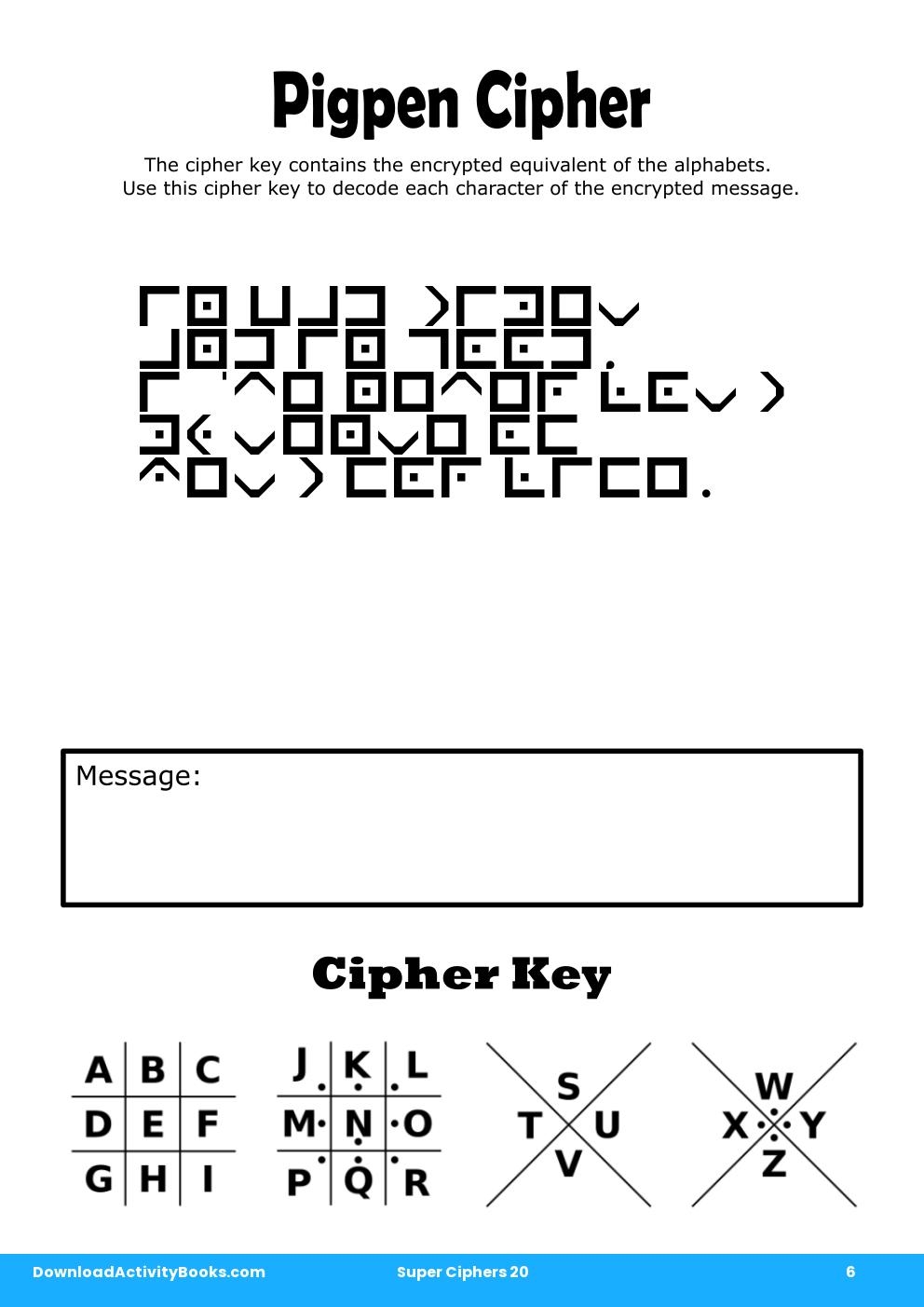 Pigpen Cipher in Super Ciphers 20