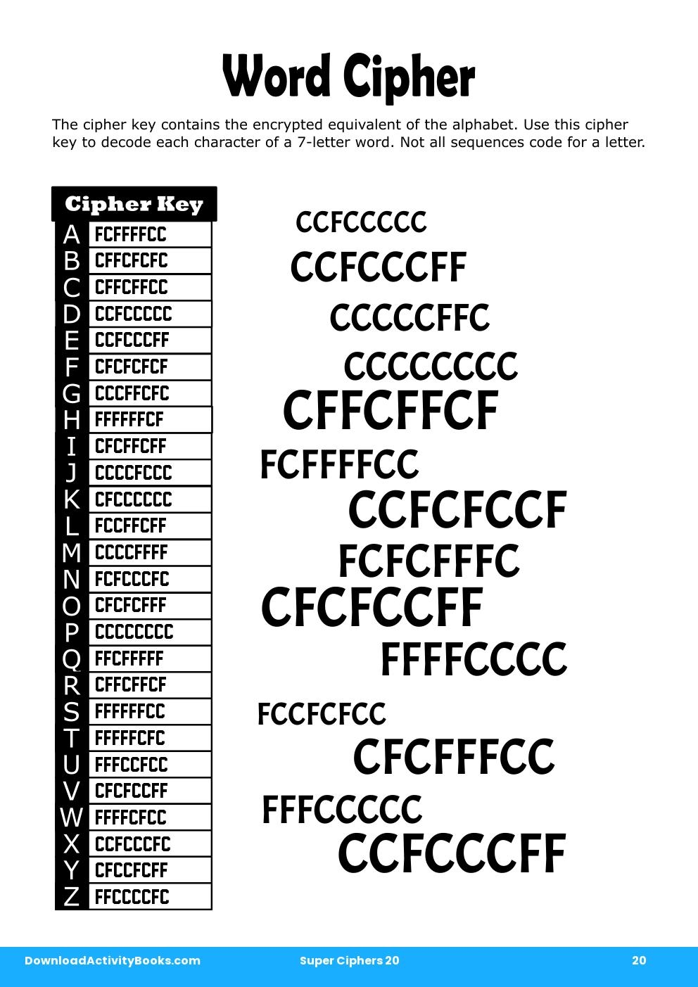 Word Cipher in Super Ciphers 20