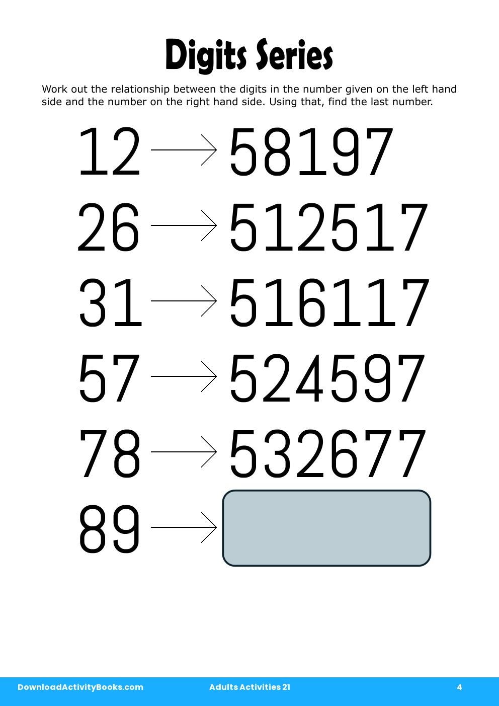 Digits Series in Adults Activities 21