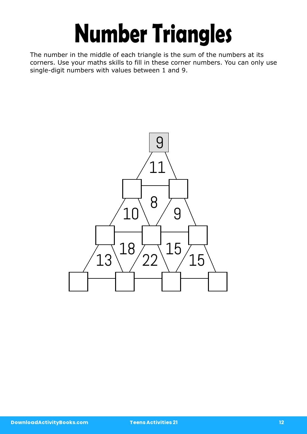 Number Triangles in Teens Activities 21