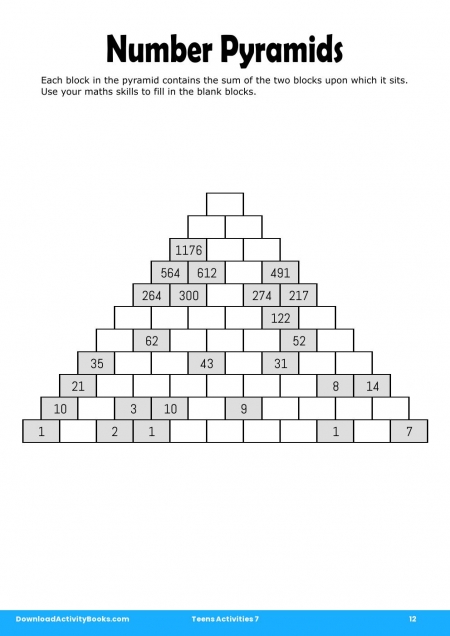 Number Pyramids in Teens Activities 7
