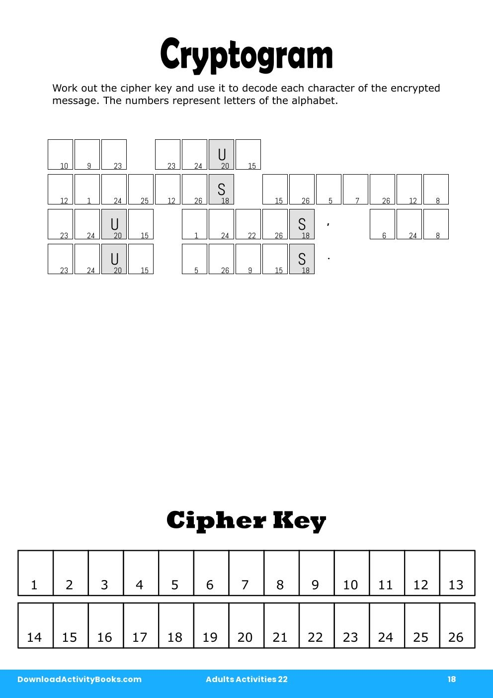 Cryptogram in Adults Activities 22