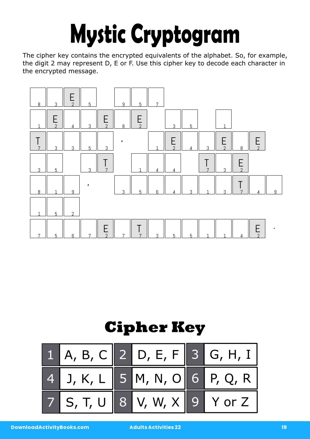 Mystic Cryptogram in Adults Activities 22