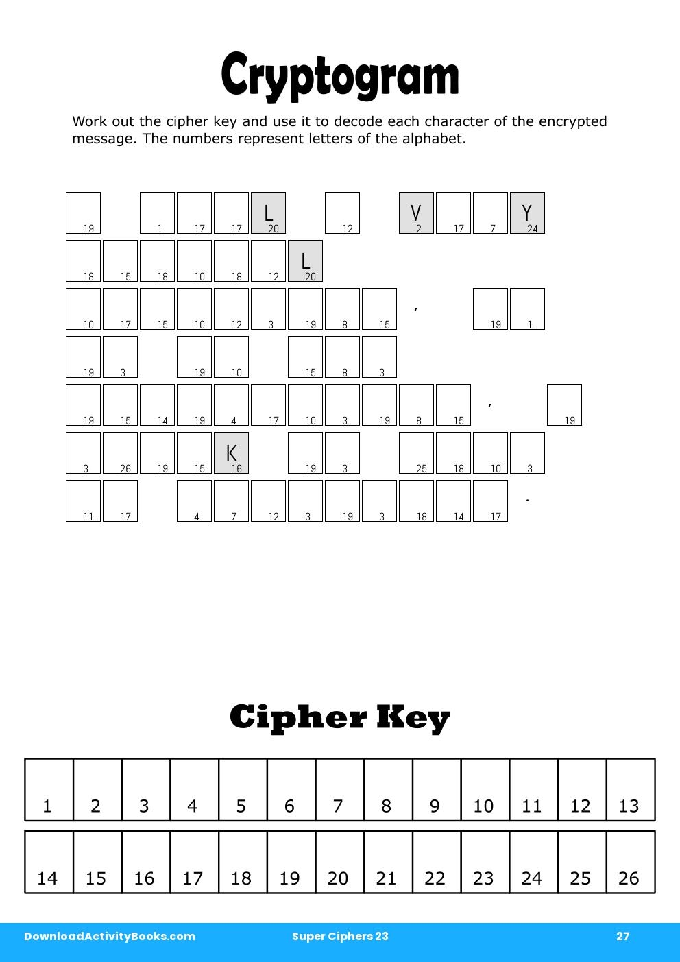 Cryptogram in Super Ciphers 23