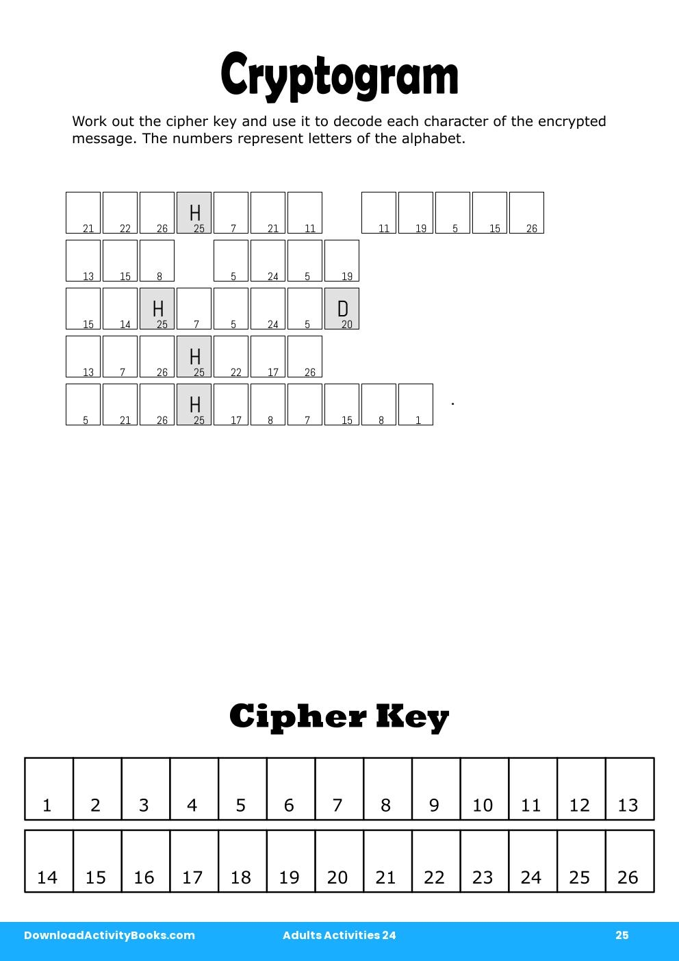 Cryptogram in Adults Activities 24