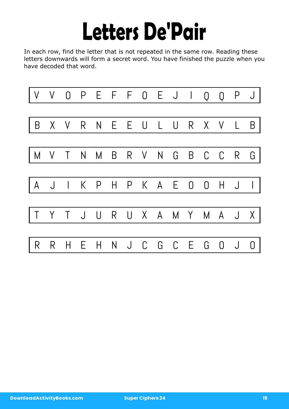 Letters De'Pair in Super Ciphers 24