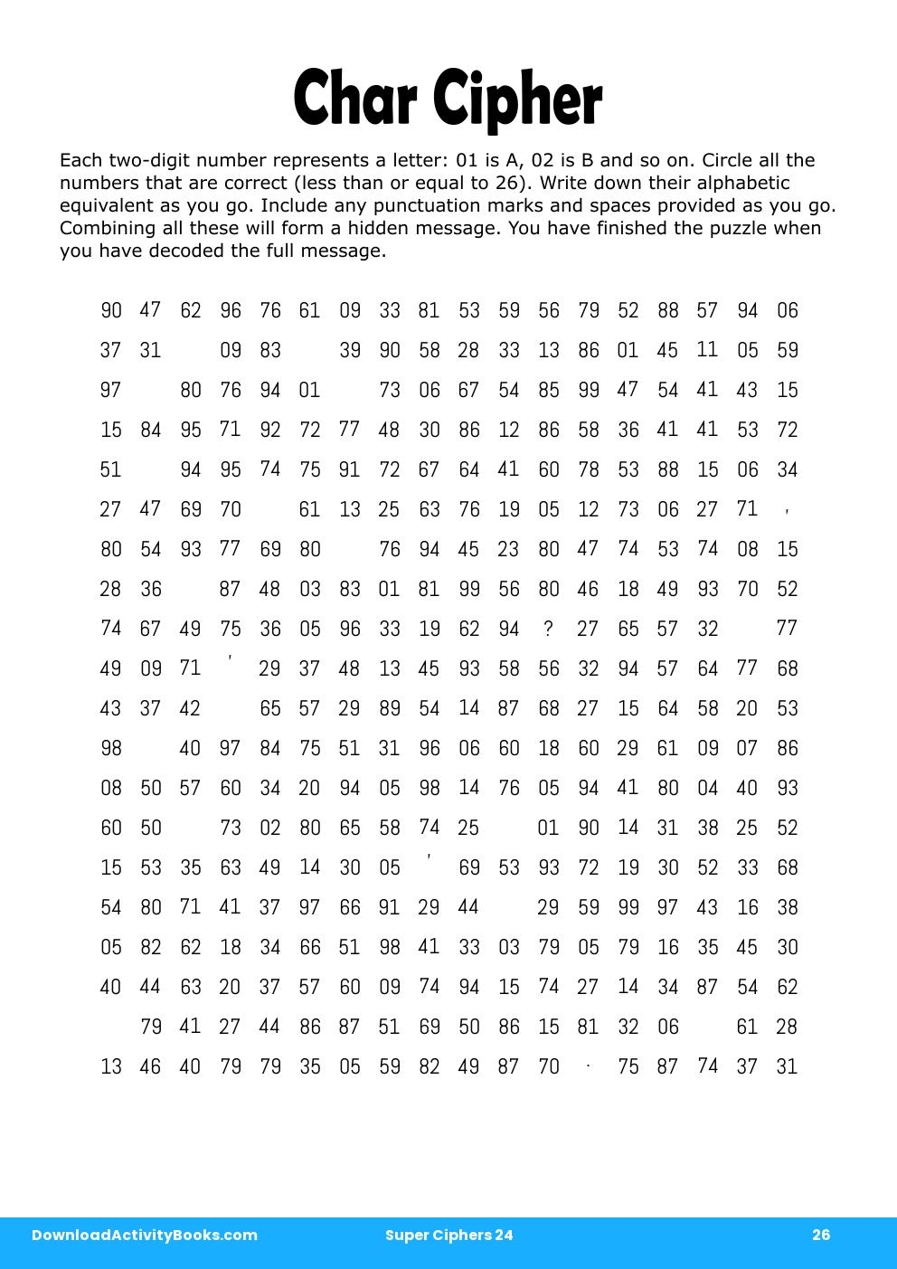 Char Cipher in Super Ciphers 24