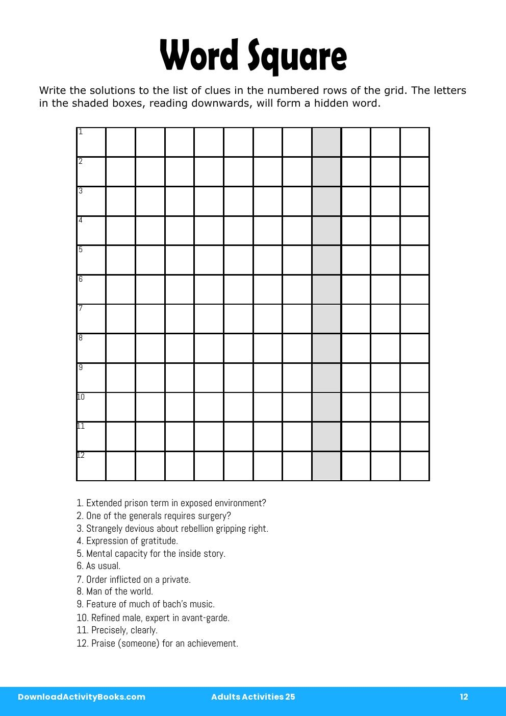 Word Square in Adults Activities 25