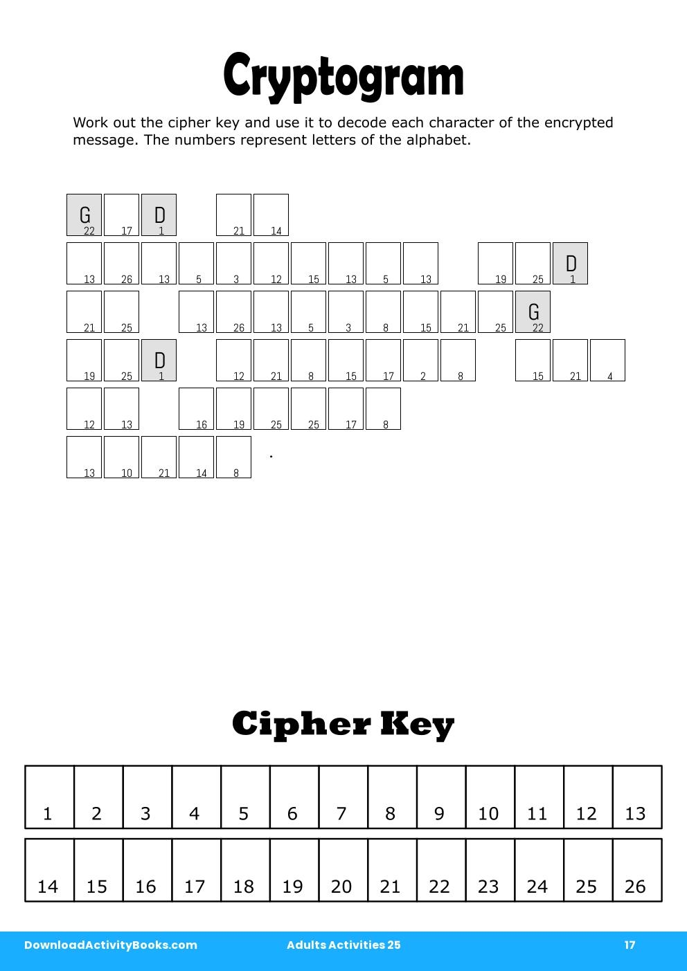 Cryptogram in Adults Activities 25