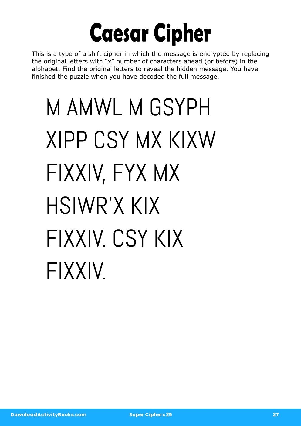 Caesar Cipher in Super Ciphers 25