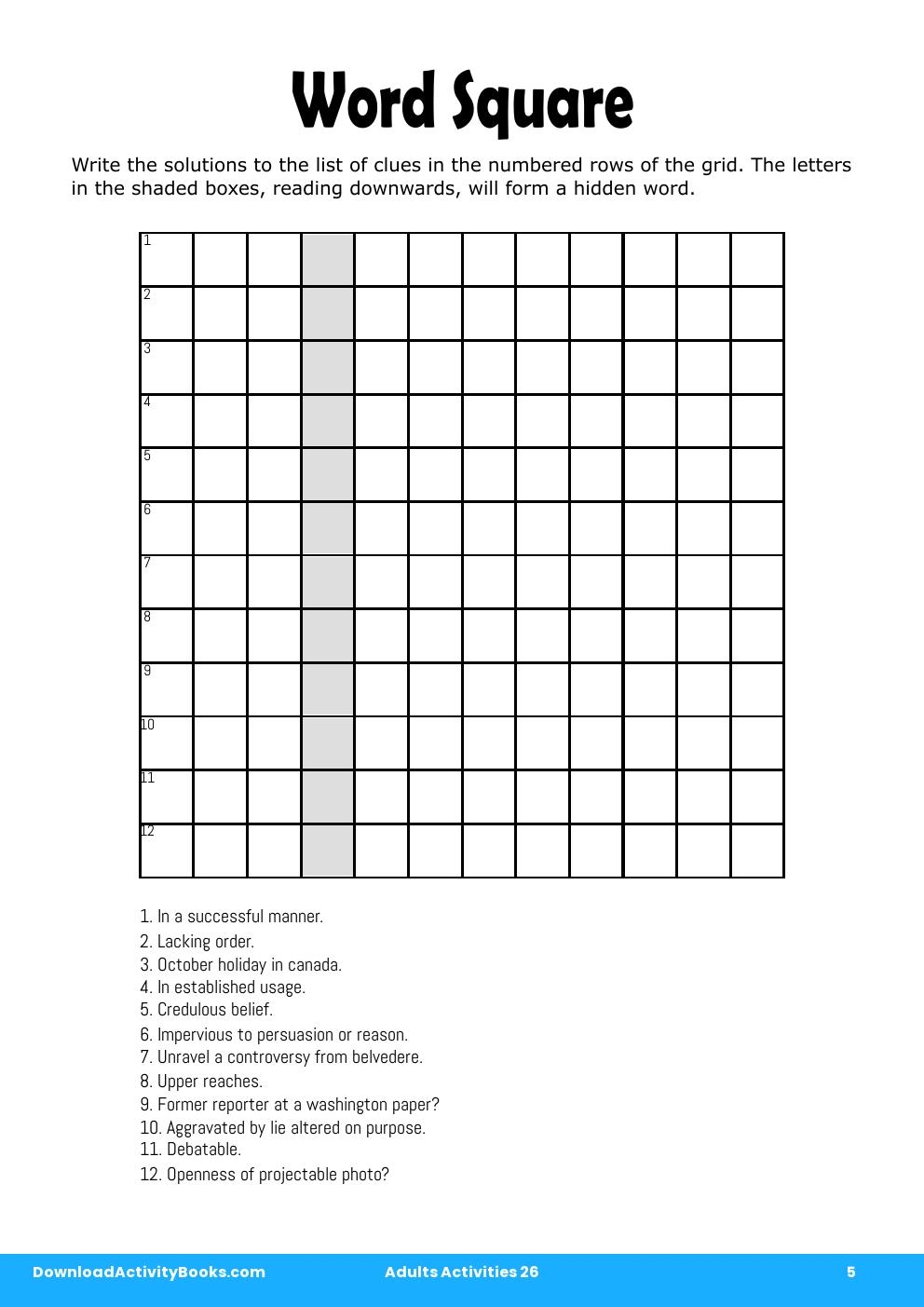 Word Square in Adults Activities 26