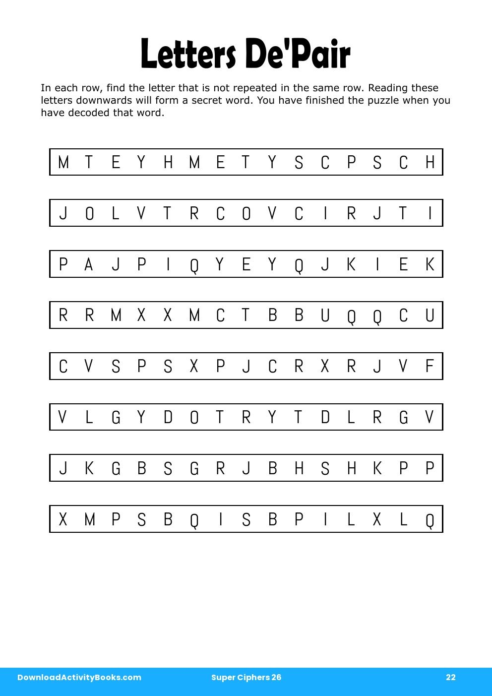 Letters De'Pair in Super Ciphers 26