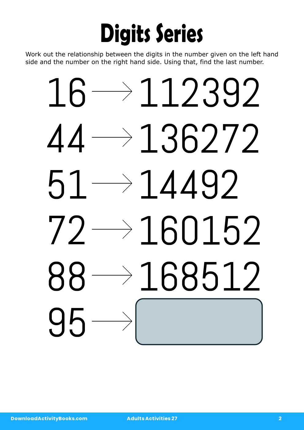Digits Series in Adults Activities 27