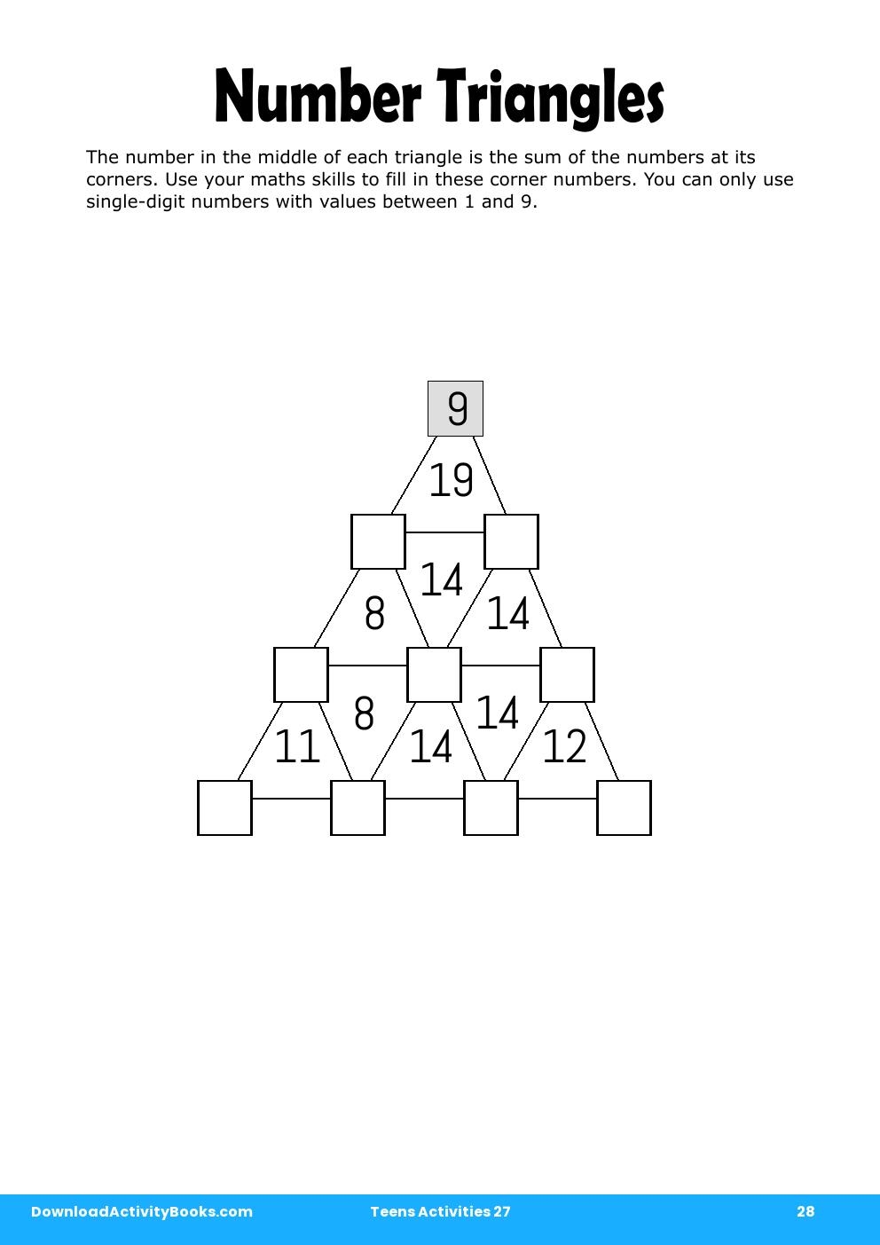 Number Triangles in Teens Activities 27