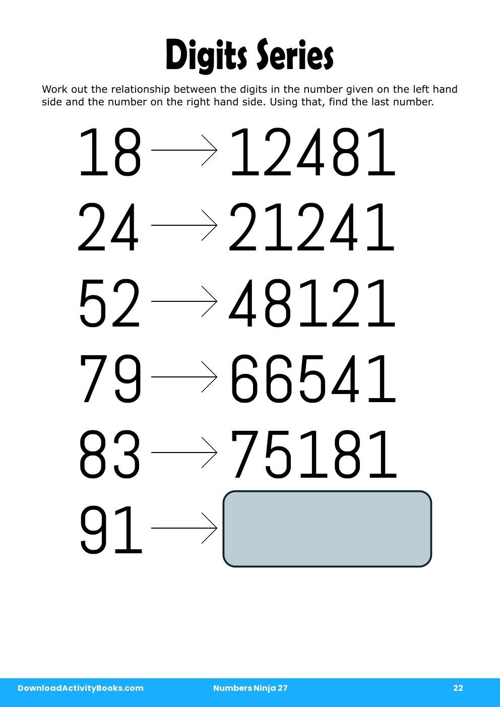 Digits Series in Numbers Ninja 27
