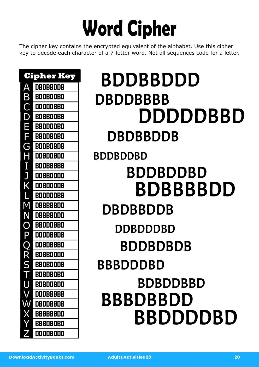 Word Cipher in Adults Activities 28