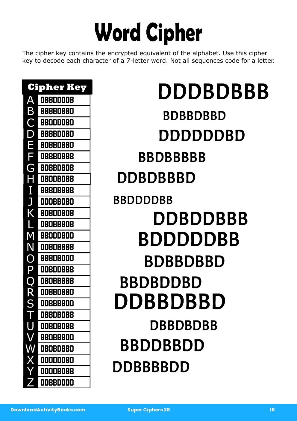 Word Cipher in Super Ciphers 28