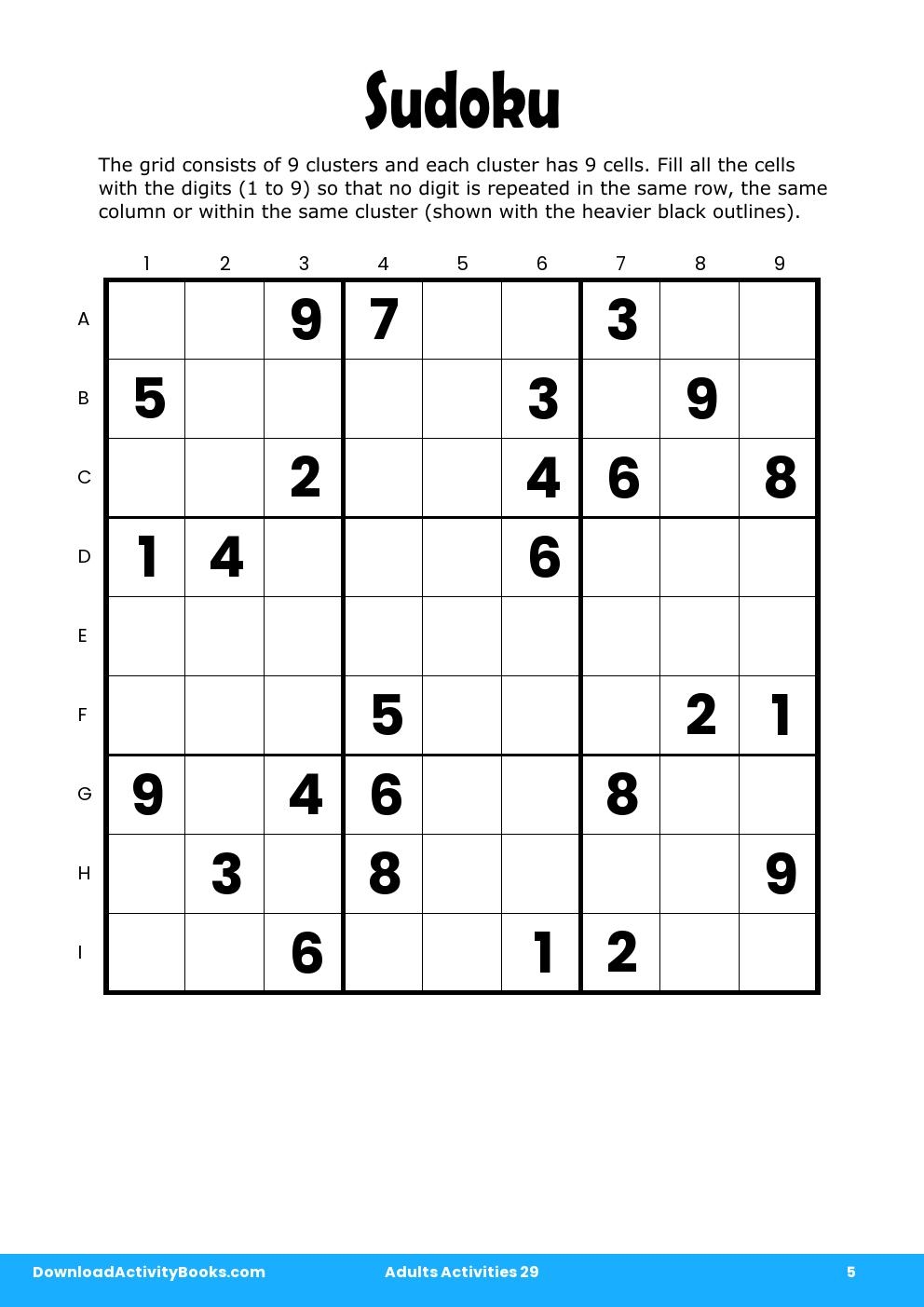 Sudoku in Adults Activities 29