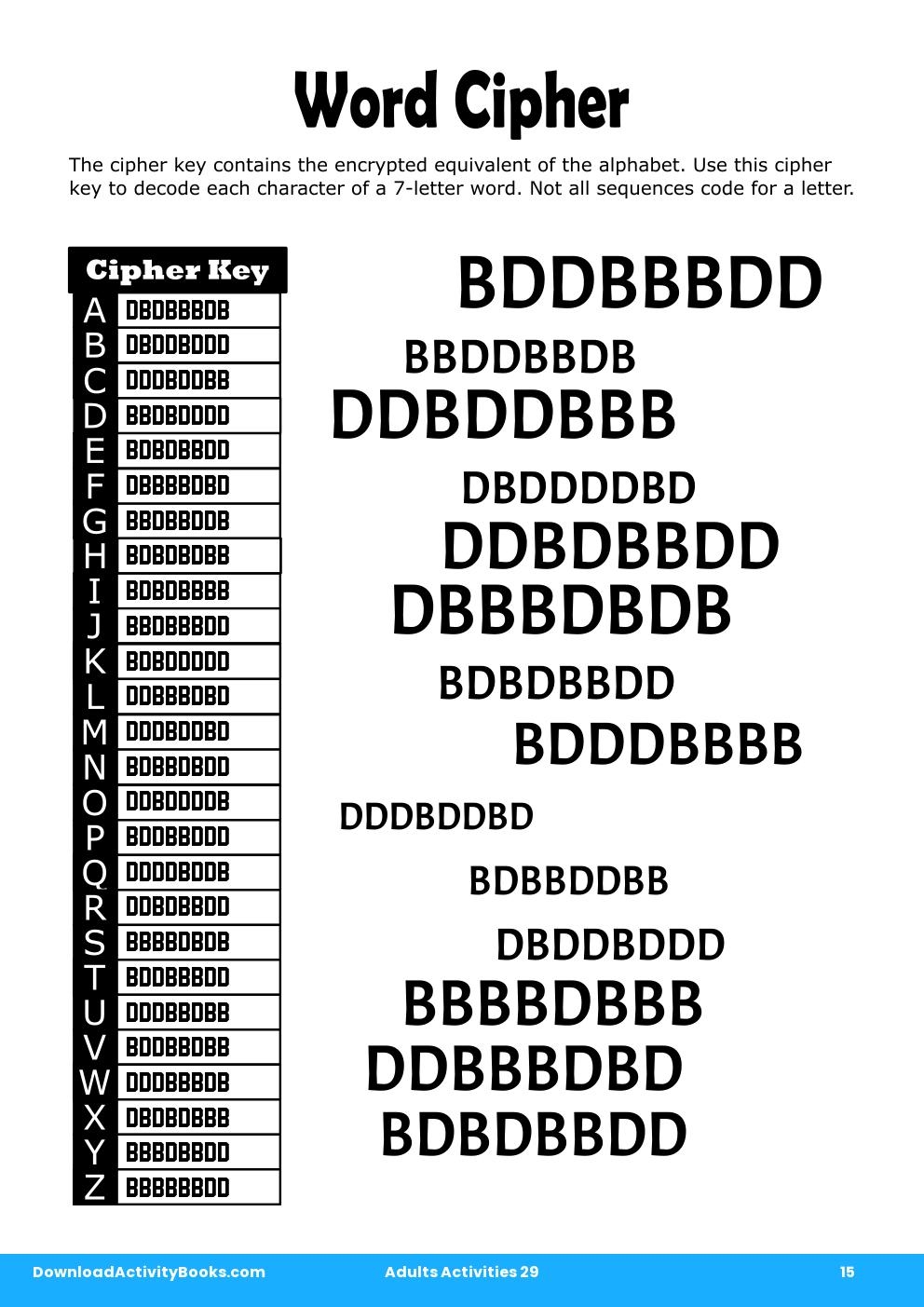 Word Cipher in Adults Activities 29