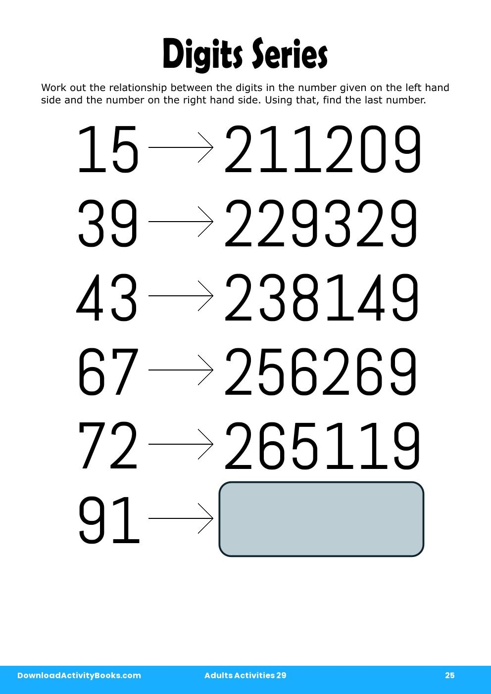 Digits Series in Adults Activities 29